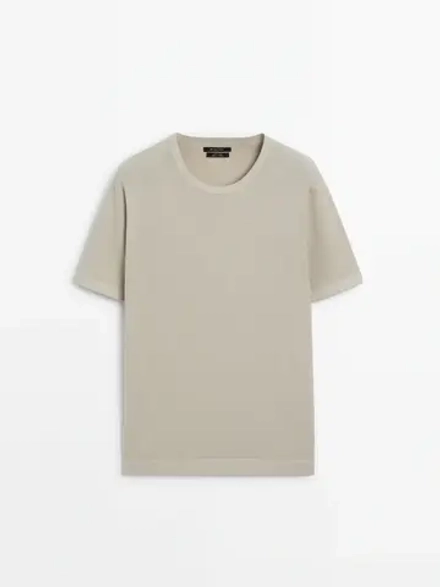 Massimo Dutti Футболка из 100% хлопка, бежевый