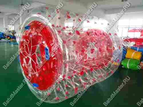 Аттракцион Водный роллер (Гидророллер) "Прозрачно-красный" ПВХ, 2*1.8*1.8 м