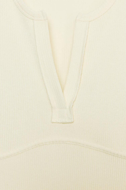 ZARA ФУТБОЛКА В РУБЧИК С ДЛИННЫМИ РУКАВАМИ, ЭКРЮ