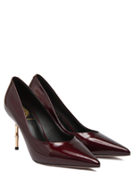 Женские туфли лаковые бордовые на бамбуковом каблуке