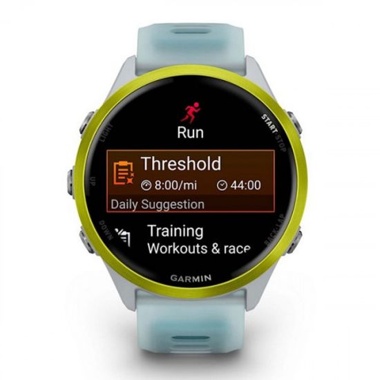 Garmin Forerunner 570 47 мм — желтый алюминиевый корпус, бело-бирюзовый ремешок