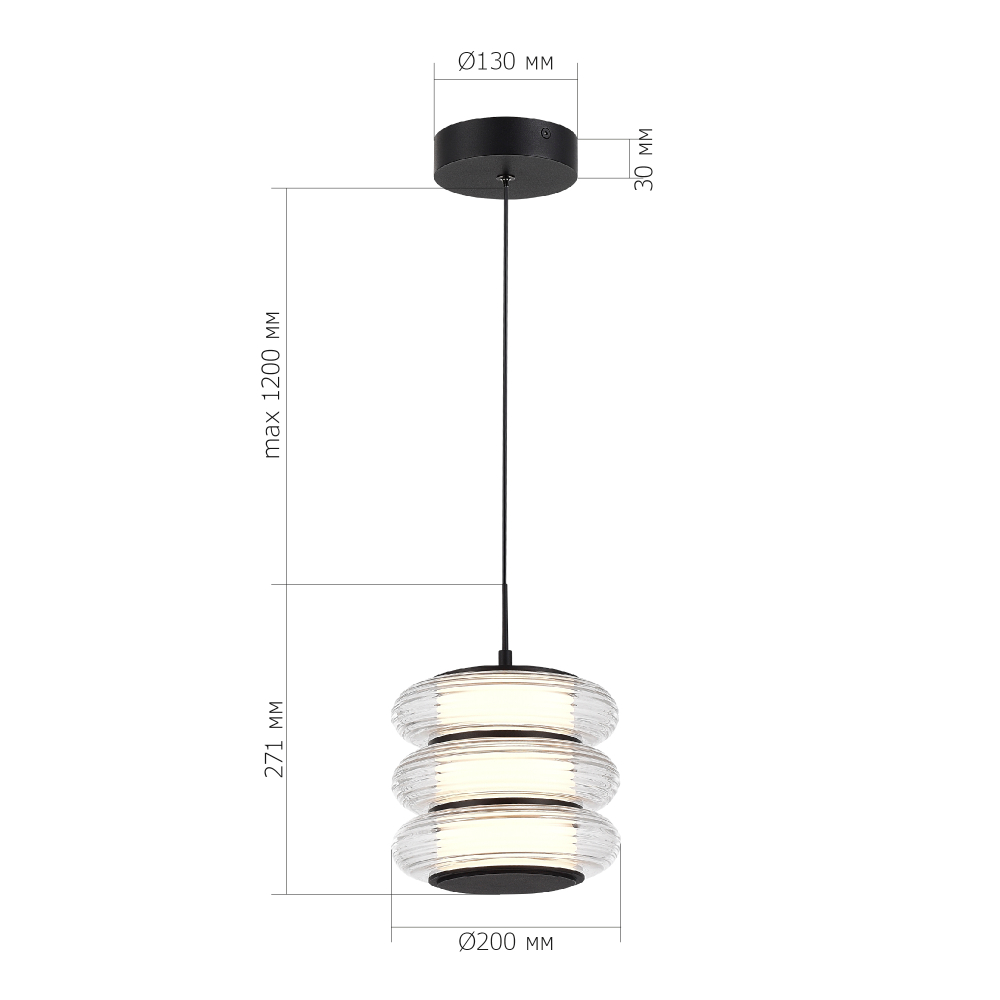 Светильник светодиодный, черный, прозрачный, FRITTELA, LED, 16