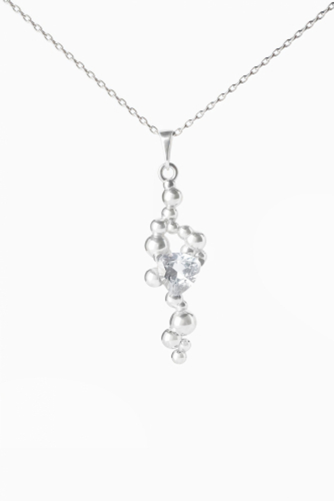 Подвес удлиненный из серебра со вставкой из бесцветного фианита