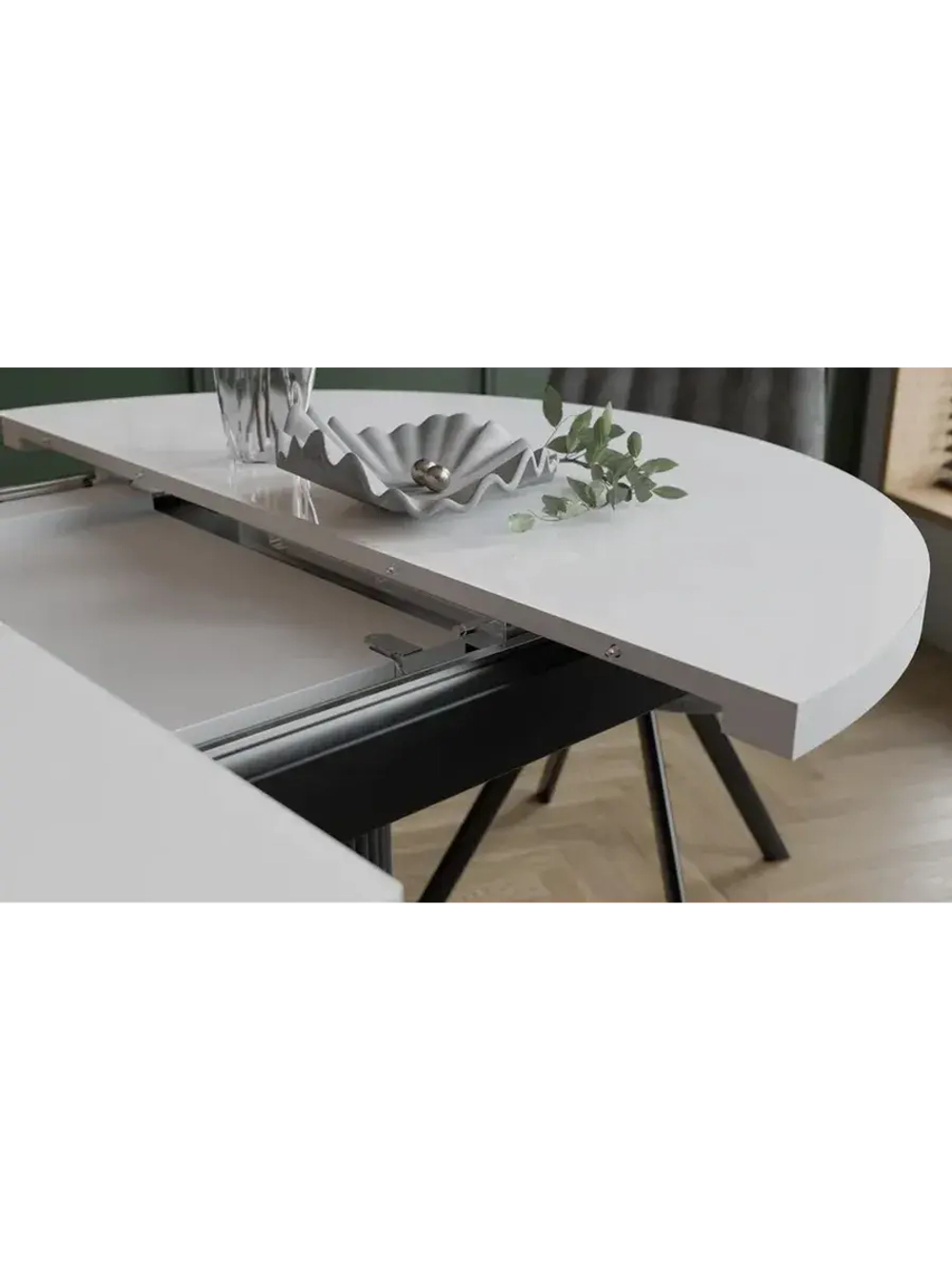 Стол кухонный Стекло глянцевое белое 100(135)х100х76 см