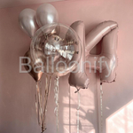 Набор шаров "Пыльная роза" цифра+баблс