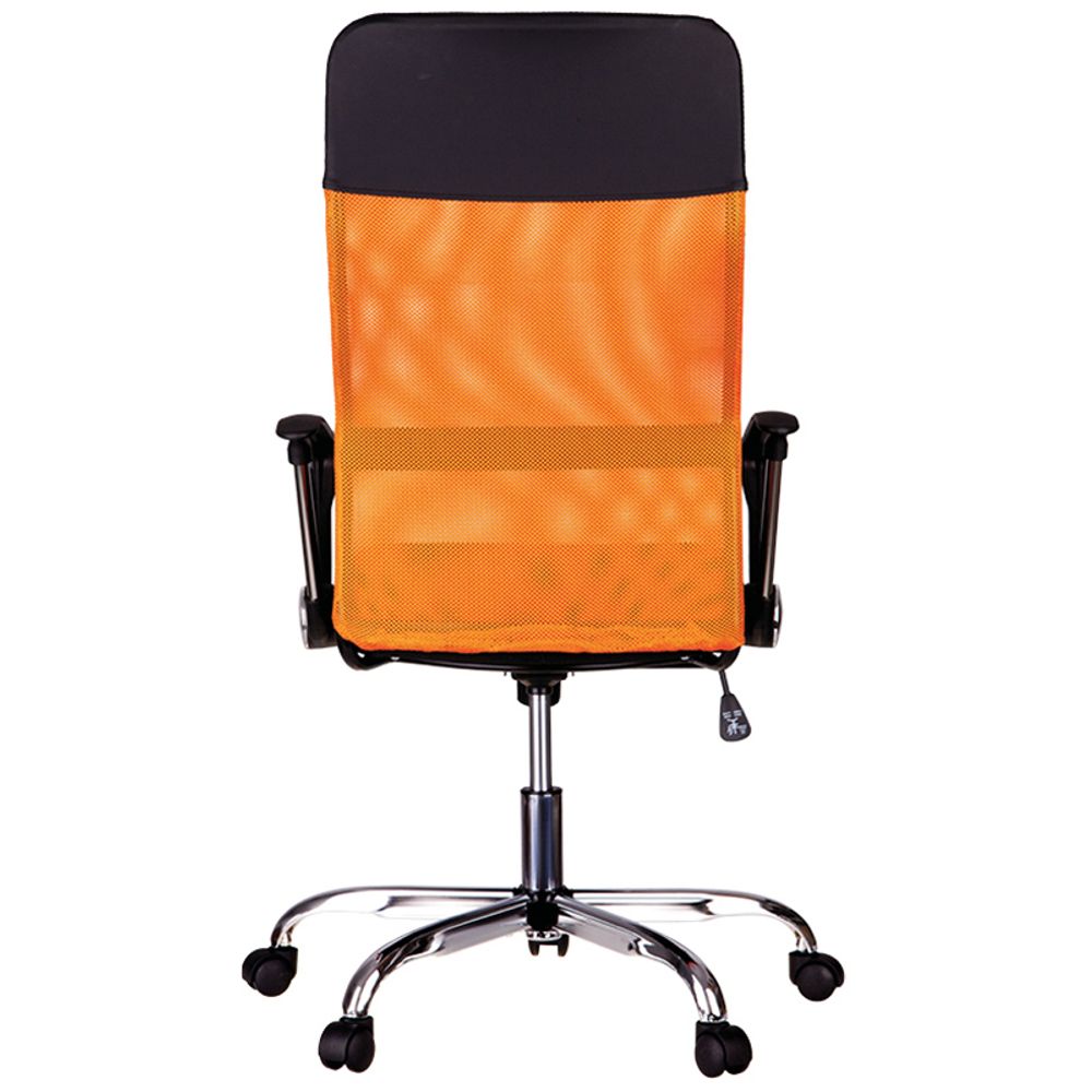 Кресло руководителя Helmi HL-E16 "Content", ткань/сетка/экокожа черная/оранжевая, хром