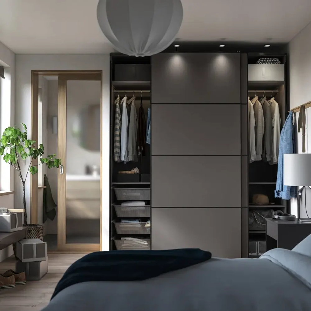 Шкаф-купе - PAX IKEA/ПАКС ИКЕА , 200x66x236 см, темно-серый