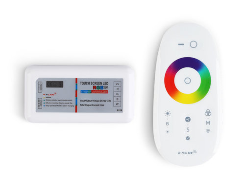 Контроллер для светодиодных лент RGB/RGBW с управлением белого света с сенсорным радио пультом 2.4G RGB 18A 12V 216W/24V 432W/RGBW 24A 12V 288W/24V 57