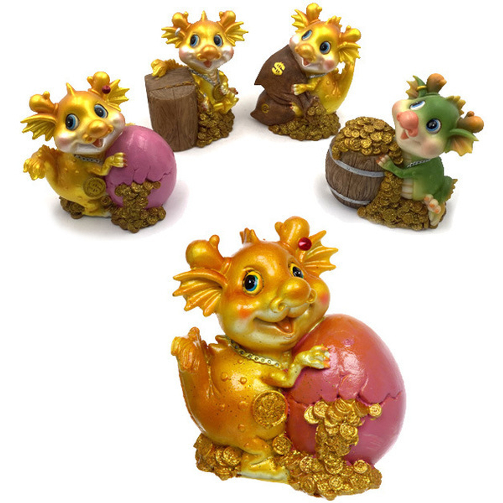 Фигурка «Дракоша с богатством» 9,5*8,5*7 см, микс