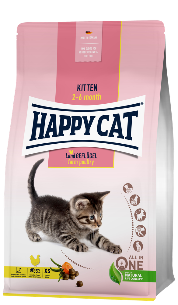Сухой корм Happy Cat Young Kitten для котят Домашняя Птица 4 кг