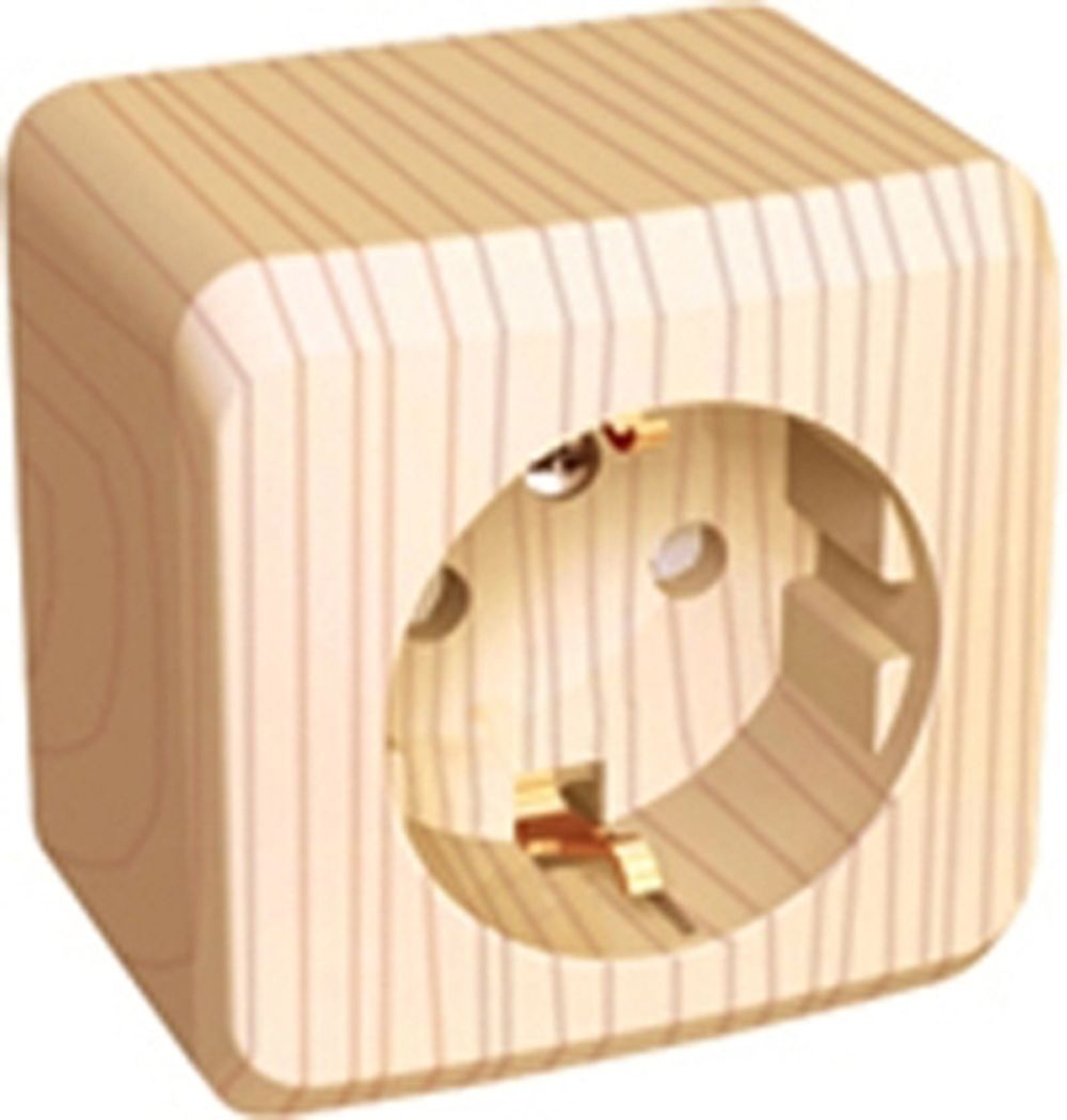 Schneider Electric ЭТЮД Сосна Розетка 1-местная открытая установка с заземляющими контактами со шторками PA16-004D