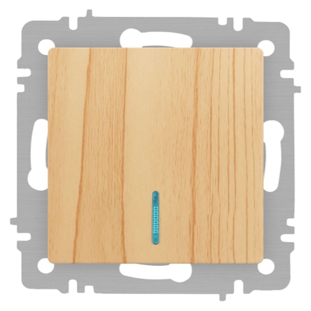 Выключатель Intro Accent 6-102-11 с подсветкой, 10А-250В, IP20, СУ, AL/CU, сосна | Intro