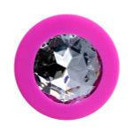 Розовая анальная втулка 8см с прозрачным кристаллом ToyFa ToDo Brilliant 357035