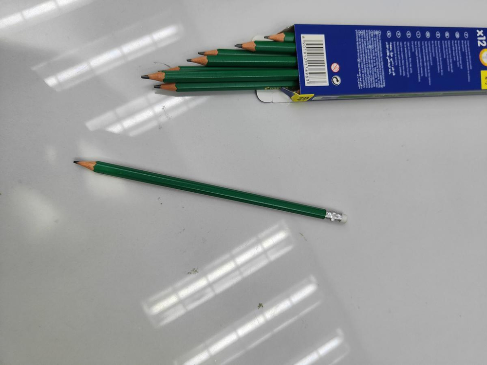 Карандаш ч/г "Зеленый" шестигранный с ластиком, без ШК (Комплект 12шт.)