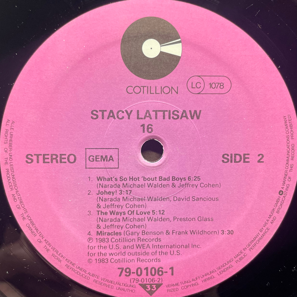 Stacy Lattisaw ‎– Sixteen (Германия 1983г.)