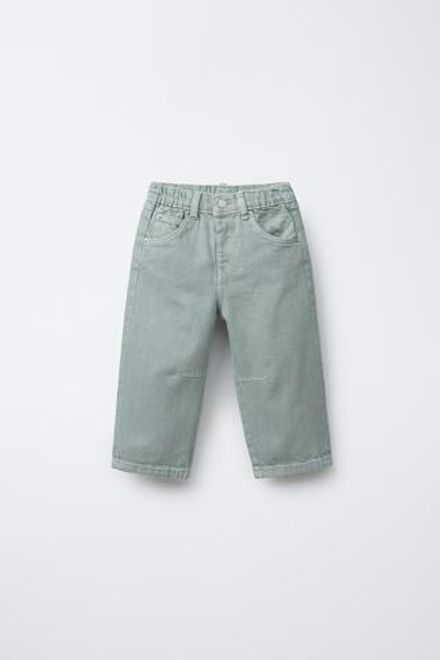 ZARA БРЮКИ BAGGY ИЗ ТВИЛА С ЗАЩИПАМИ, ВОДЯНИСТО-ГОЛУБОЙ