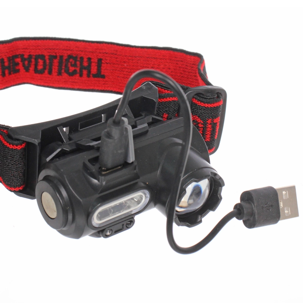 Фонарь налобный 6 режимов, 4LED, аккумуляторная батарея 500mAh USB 6351