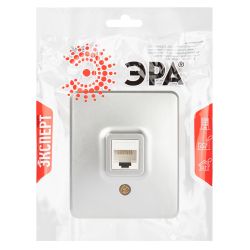 Розетка ЭРА Эксперт 11-3203-03 информационная RJ45, IP20, ОУ, алюминий