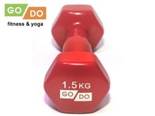 Гантель GO DO в виниловой оболочке.  Вес 1,5  кг.  (Красный)