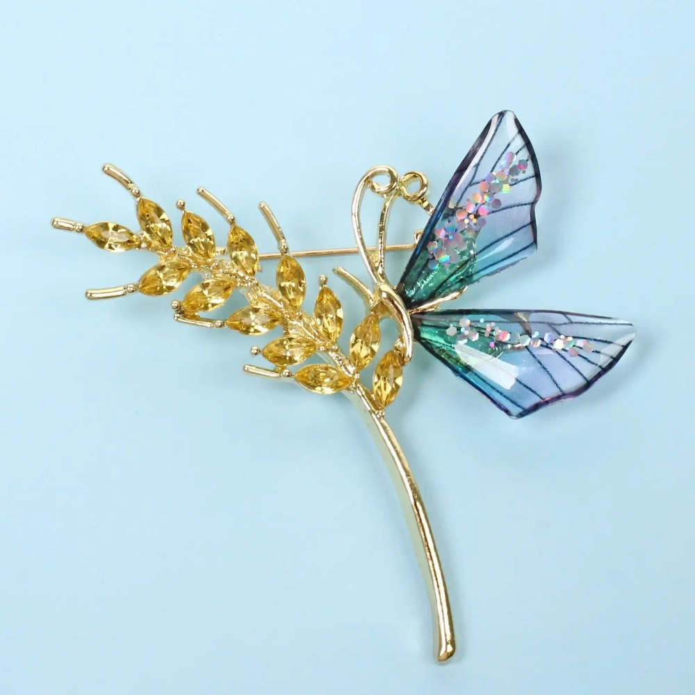 Брошь «KLEVER KS», Бабочка на колоске, цвет как на фото, 5.5*5.7см (символ Возрождения)