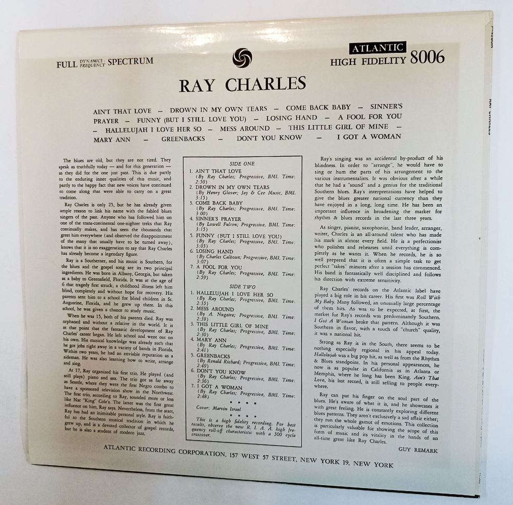 Винтажная виниловая пластинка LP Сборник Ray Charles (Japan 1979)