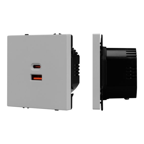 Механизм розетки с быстрой USB зарядкой SCT-NOBE-MUAC-SFPL-FC-IS (65W, QC3) Arlight 059447
