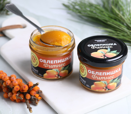 Джем ОБЛЕПИШКА ФИТНЕС / 100 г / без сахара / банка / Солнечная Сибирь