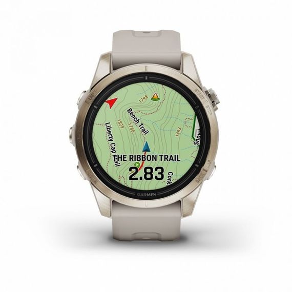 Garmin Epix Pro Gen 2 Sapphire 42 мм — золотистые умные часы с песочным ремешком