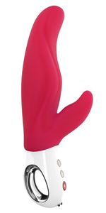 Красный вибратор с клиторальным отростком Lady Bi - 22,1 см. (Цвет: красный)
