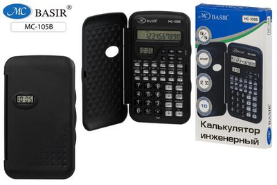 Калькулятор инженерный 13*7,8*1,4см. 10-разрядный, с крышкой, с часами, в коробка (Basir)