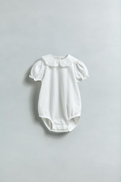 ZARA БОДИ С ВЫШИВКОЙ НА ВОРОТНИКЕ, СВЕТЛЫЙ ЭКРЮ