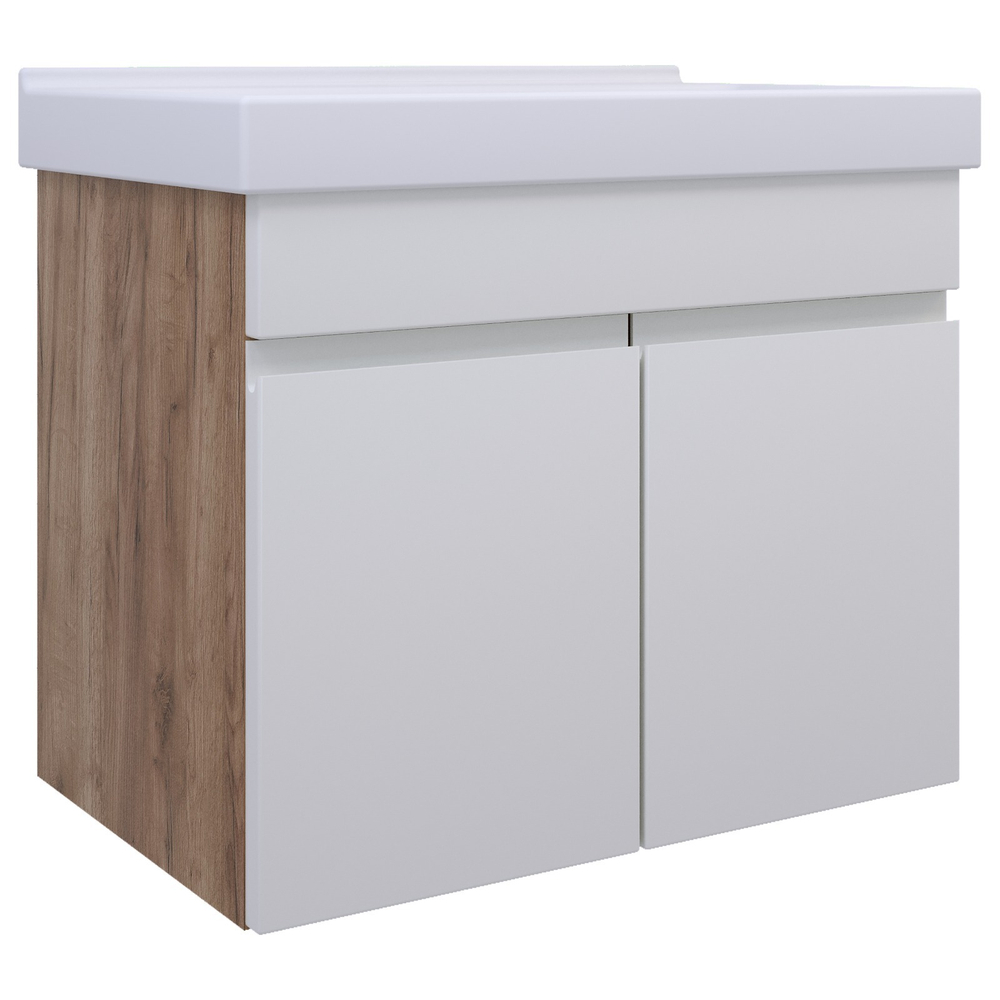 AVK4. Тумба навесная, 2 Двери, 700, коллекция (Агата, Cersanit Como, Дуб Крафт Золотой, Эмаль Белая матовая)