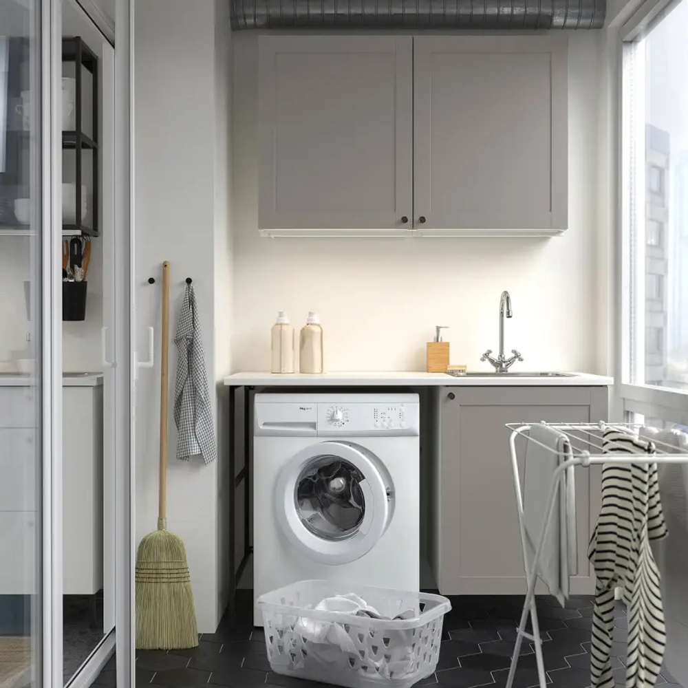 Комбинация для ванной - IKEA ENHET,  139x63.5x87.5 см, серый/антрацит, ЭНХЕТ ИКЕА