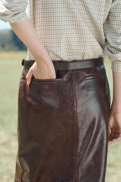 ZARA ЮБКА ПРЯМАЯ ИЗ 100% КОЖИ, БУРГУНДИ