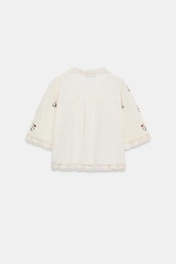 ZARA ТОП С ВЫШИВКОЙ, ЭКРЮ