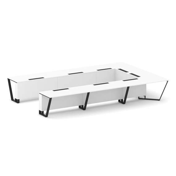 Steel Meet Стол переговорный П-образный KDK-PR.B.SP-15P Белый Бриллиант/Металл Черный 4800*3200*750