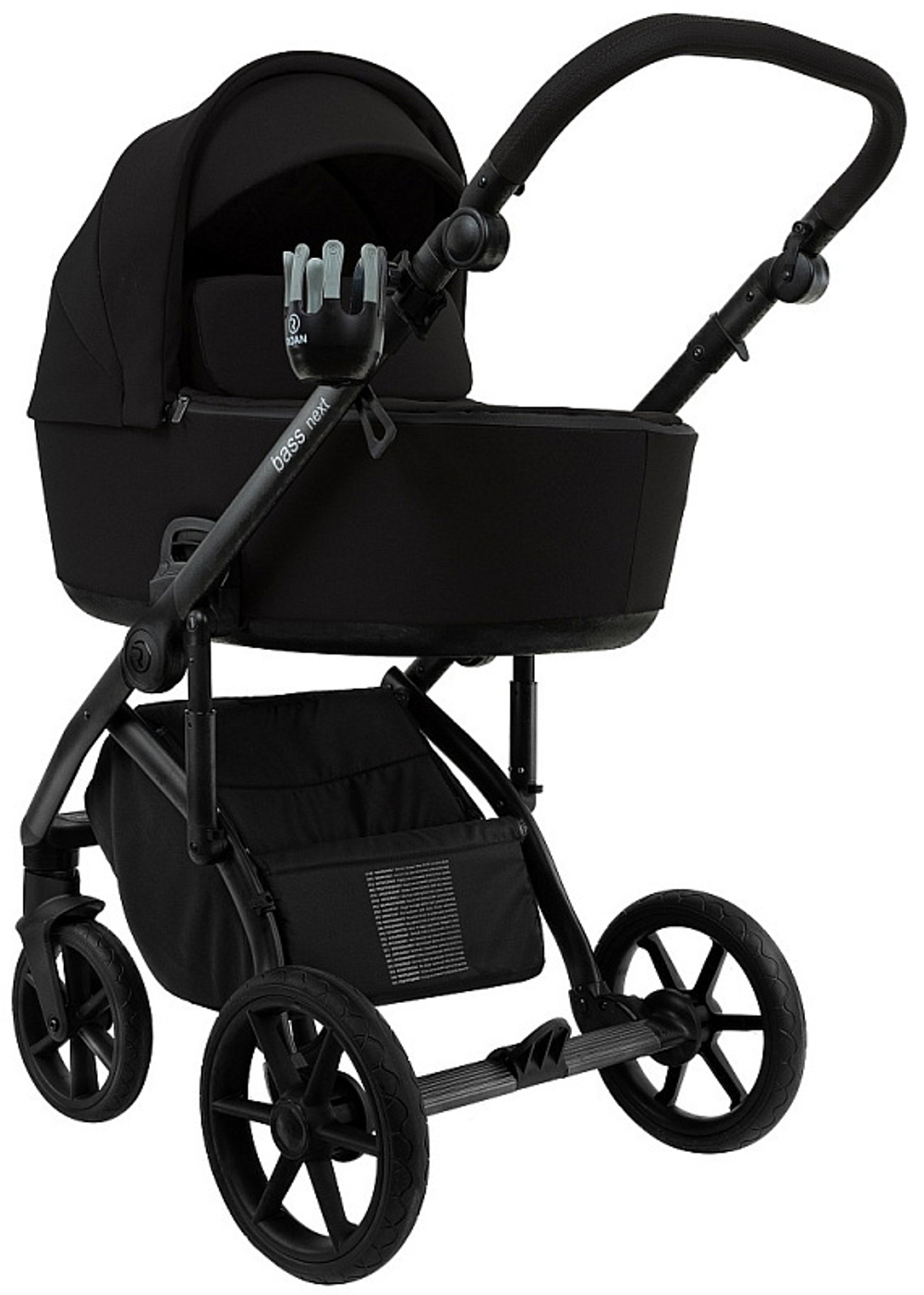 Детская коляска Roan Bass Next 2.0 3 в 1 с автокреслом Tutis Elo Lux EduSky Black BSN/40/2 Caviar Black/Black/руч.Black