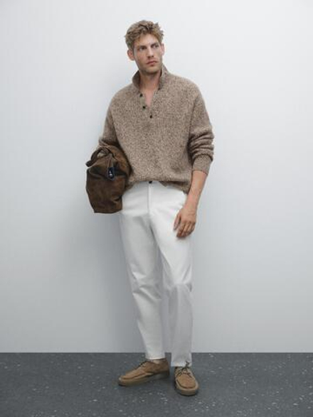 Massimo Dutti Брюки текстурированные Slim Fit, песочный