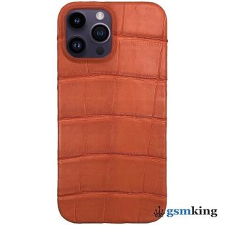 Leather Case for iPhone 14 Pro Max Croco Orange (Оранжевый крокодил)