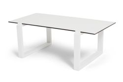 "Варадеро" журнальный стол из HPL 110х60 H43, каркас алюминий белый муар, цвет столешницы "молочный"