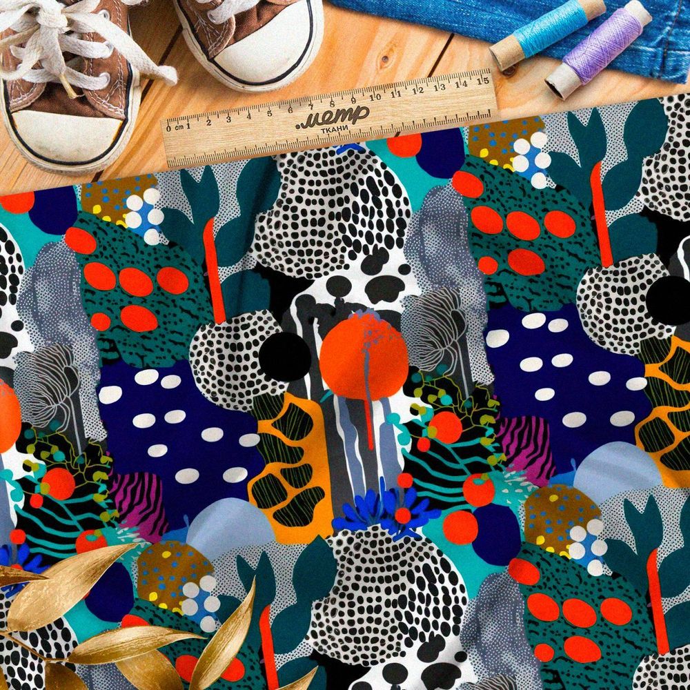 Ткань Ниагара Софт абстрактные цветы