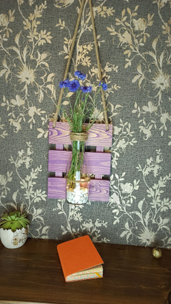Настенная ваза на деревянном основании wall vase 4