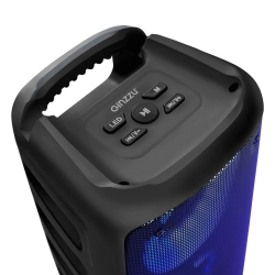 Колонки Ginzzu GM-916B (10Вт, TWS, 150Гц-18КГц, динамики 2х3,0", 2400мАч, AUX, USB-flash, микро SD, КАРАОКЕ, FM-радио, RGB