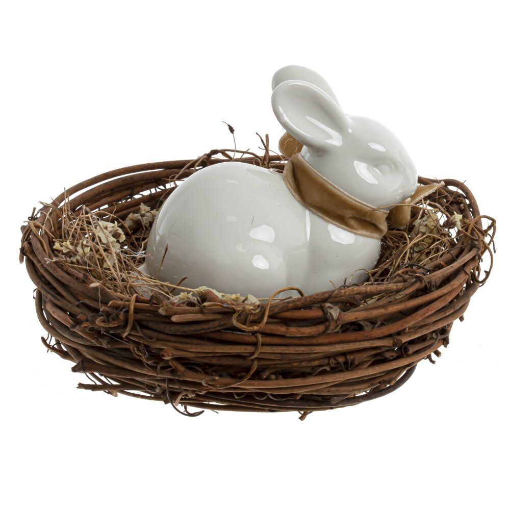 GAEM Изделие декоративное "Гнездо с зайчиком", L12 W12 H8 см