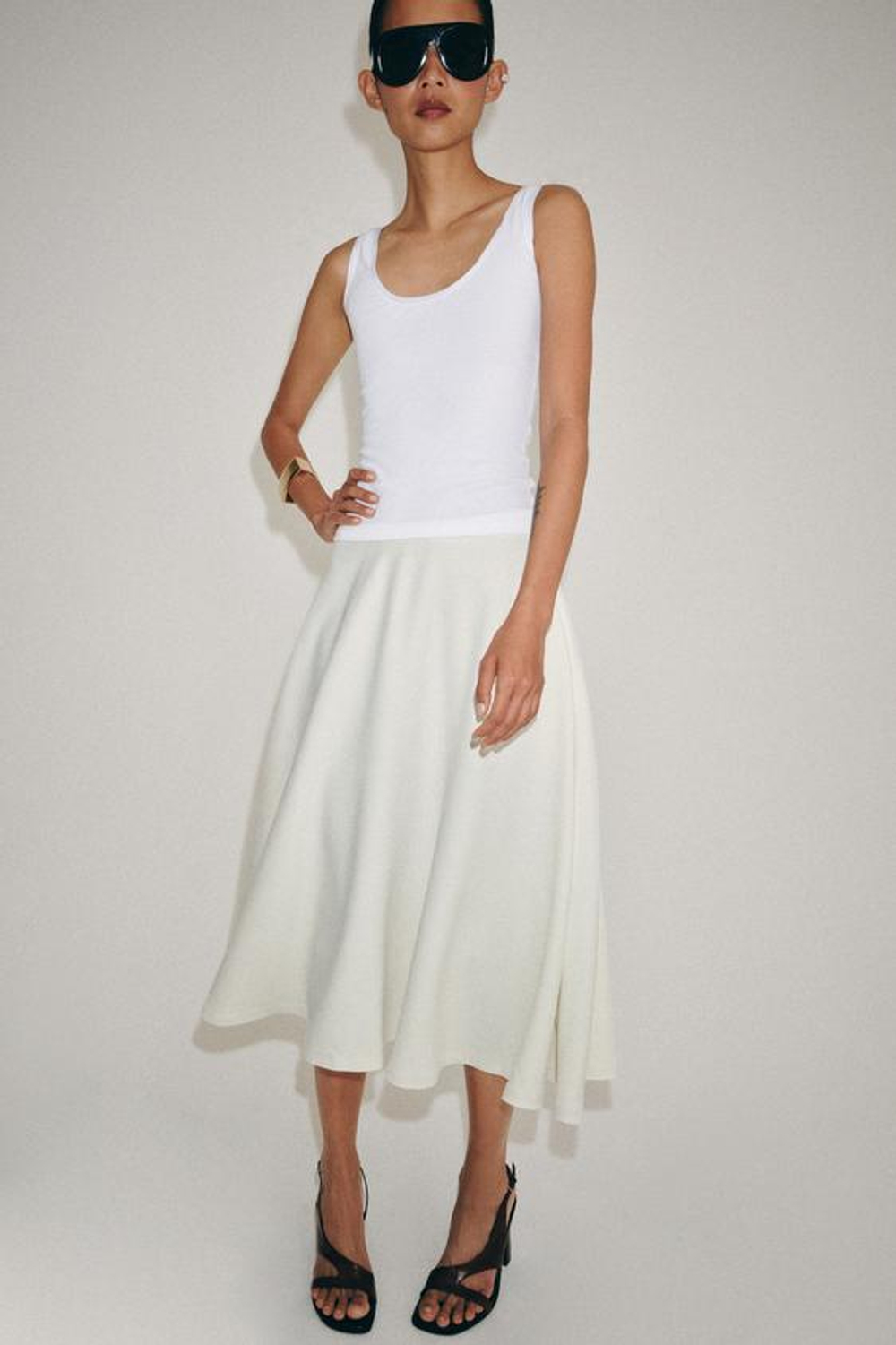 ZARA ЮБКА МИДИ — ZW COLLECTION, ЭКРЮ
