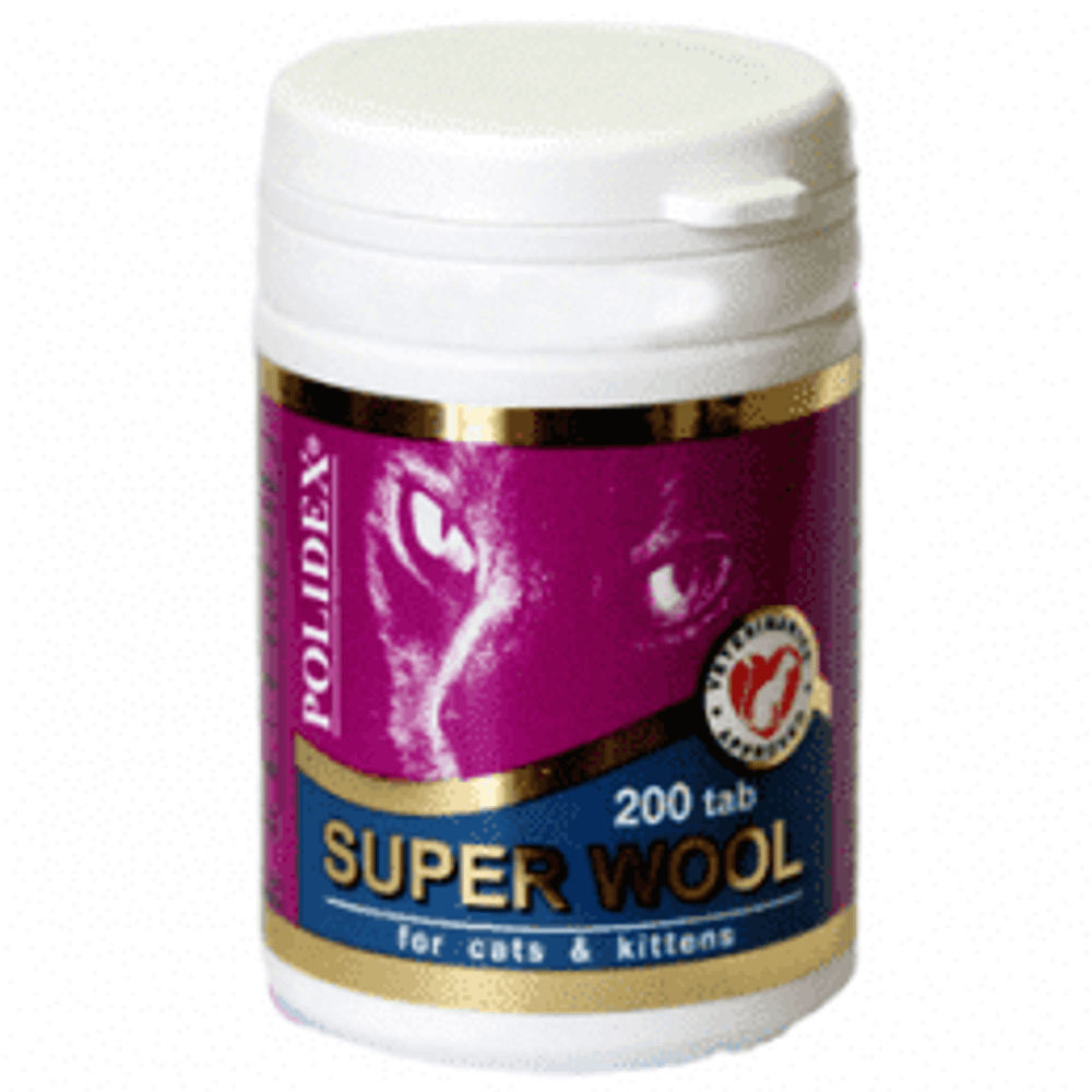 POLIDEX Супер Вул плюс 200 таб.для КОШЕК - улучшает состояние и стимулирует рост шерсти, защищает от сухости кожи и появления перхоти POLIDEX Супер Вул плюс 200 таб.для КОШЕК - улучшает состояние и стимулирует рост шерсти, защищает от сухости кожи и появления перхоти