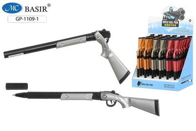 Ручка шарик. 0,38мм. синий "Ружье" цветной корпус, длина корпуса 19,5см, ассорти 1109-1 (Basir)