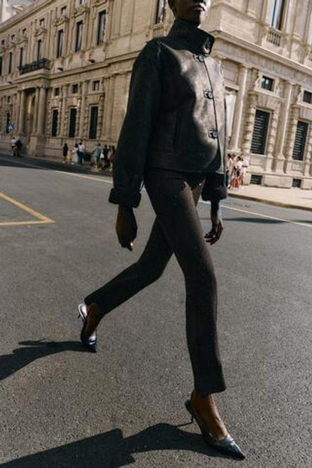 ZARA ЛЕГИНСЫ FLARE С БЛЕСКОМ, ЧЕРНЫЙ