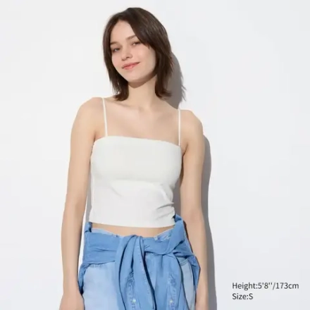 UNIQLO УКОРОЧЕННЫЙ ТОП, БЕЛЫЙ