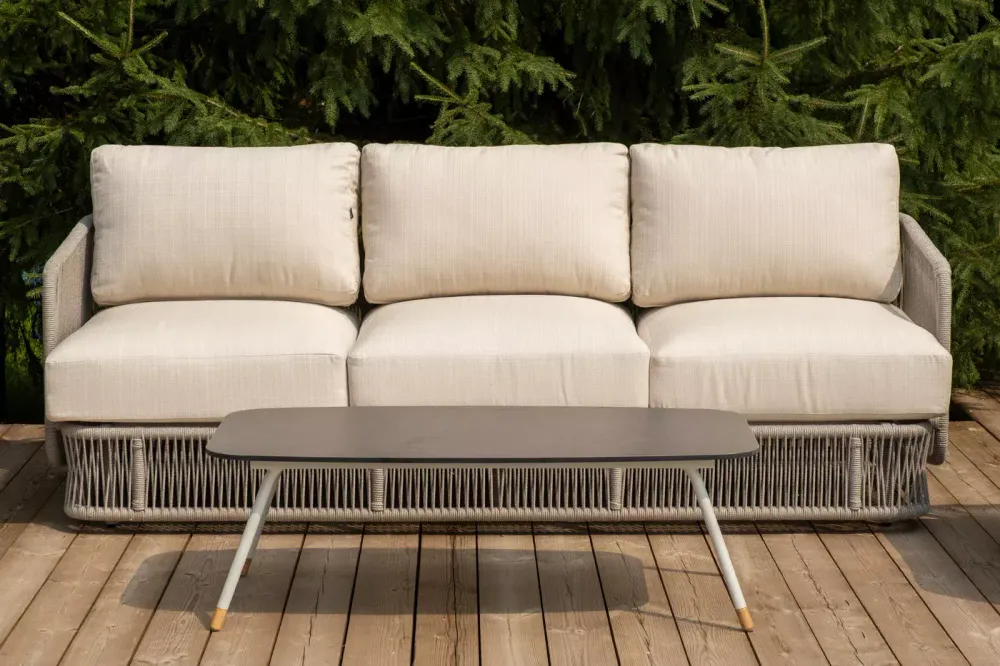 "Альбано" лаунж-зона 5-местная плетеная из роупа (веревки), каркас алюминиевый светло-серый, роуп серый меланж